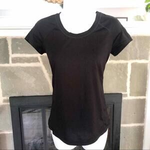 EXPRESS | Workout Top Black Open Back XS Short Sleeve Cutout Breathable